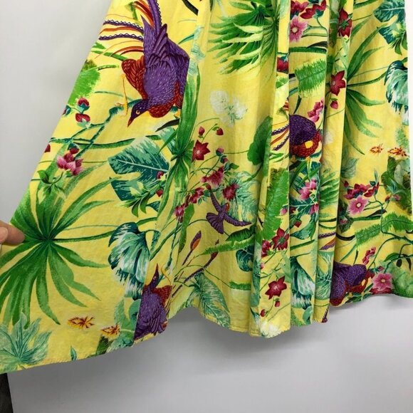 Handmade Yellow Tropical Floral Patterned Sleeveless Mini Dress size ~M - Picture 4 of 15